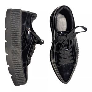 Puma x Fenty By Rihanna Women’s black Patent Leather pointed toe Creeper loafers